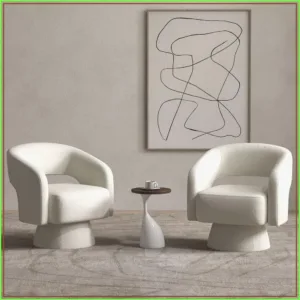 Swivel Barrel Chair Set of 2 Velvet Accent Armchair 360 Degree Club Chair for Living Room Bedroom Beige