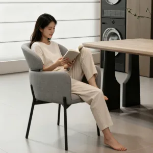 Italian Minimalist Upholstered Dining Chair Retro PU Leather Armchair for Home Restaurant Vanity