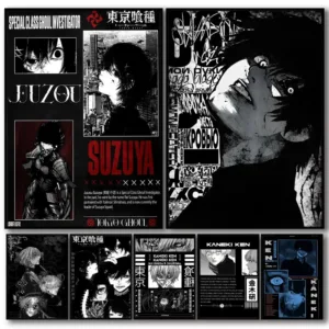 Anime T-tokyo Ghoul Painting Calligraphy High-Quality Cotton Canvas Poster Wall Art for Living Room Modern Coffee House Decor