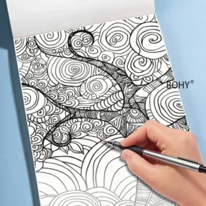 1 Adult Decompression Line Drawing and Coloring Album, with Flowers/birds/forest Girls/Mandala Zen Winding Patterns, 24 Pages