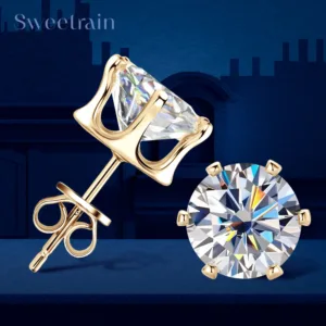 0.1-3 Carat Moissanite Stud Earrings for Women Men D Color Lab Created Diamond Earring 925 Sterling Silver Ear Piercing Jewelry