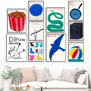 David Shrigley Posters Humorous Surreal Wall Art Picture Abstract Canvas Print Painting Bedroom Living Room Hallway Home Decor