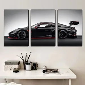 3 pc Classic Cool Car Series Frameless Poster Vintage Industrial Style Gt3rs Canvas Print Home Bedroom Living Room Office Decor
