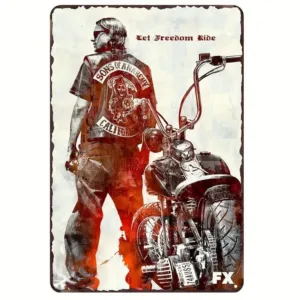 Vintage Metal Tin Sign - Rustic Wall Art Decor for Garage, Bar, Home & Restaurant Durable Poster, Retro Motorcycle Theme, Pre-Dr