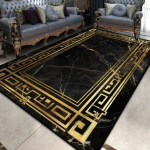 Light Luxury Black Gold Carpets For Living Room Non-slip Kitchen Floor Carpet Modern Large Area Rugs Lounge Rug Washable Mats