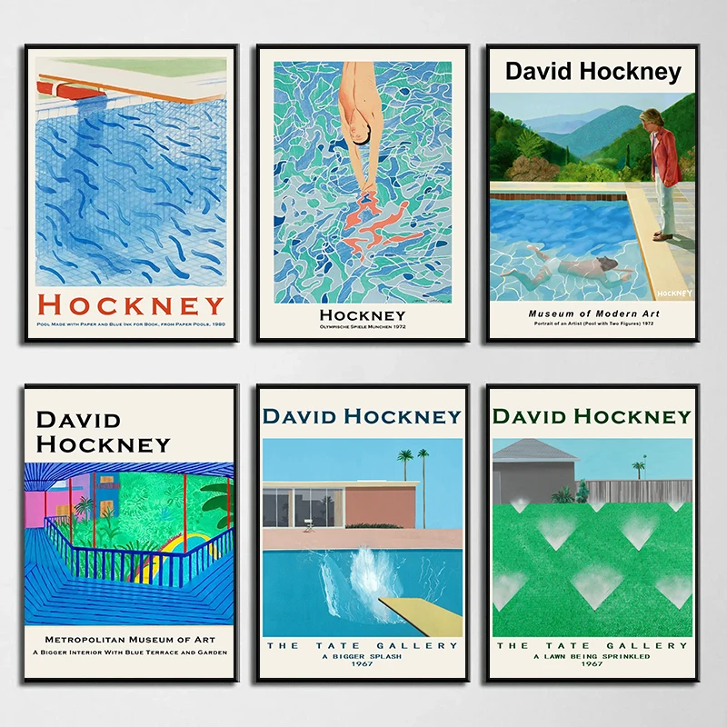 1pc frameless Canvas Painting David Hockney Art Exhibition Modern Minimalist Abstract Poster Print Canvas Printing Wall Art Pict