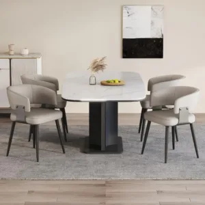 Set of 4 Upholstered Faux Leather Dining Chairs with Curved Back, Easy Assembly & Cleaning, Ideal for Kitchen or Dining Room, Wa