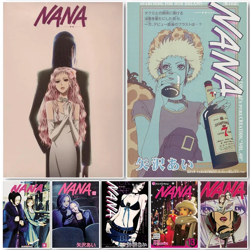 Nana Retro Poster Decor Canvas Art Painting Wall Art Pictures HD Prints Japan Anime Role Figure for Living Room Home Decorati