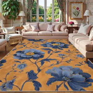 Retro Floral Decoration Large Carpet Living Room Home Sofa Area Non-slip Fluffy Soft Rugs Bedroom Room Decor Aesthetic Floor Mat