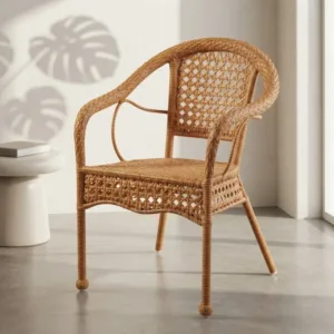 Nordic Wicker Leisure Chair with Backrest Living Room Chairs Balcony Home Office Comfortable Armchair Outdoor Furniture