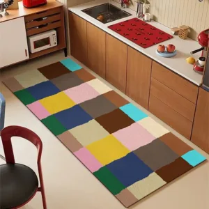 Carpet for Kitchen Floor Mat PVC Waterproof Oil-Proof Non-Slip Leather Rug Geometric Pattern Rugs Long Size Home Decor Carpets