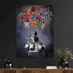 1pc Frameless Canvas Painting Classic Abstract Wall Art Banksy Street Graffiti Wall Art HD Canvas Print Poster Home Living Room