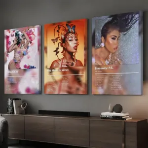 R&B Pop K-Kali Uchis Framed Wall Painting HD Canvas Wall Art Print | Optional Frame | Modern Hallway Home Wall Decor