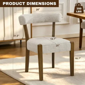 Set of 4 Mid‑Century Modern Upholstered Dining Chairs, Walnut Wood & Fabric for Kitchen & Dining Room, Custom