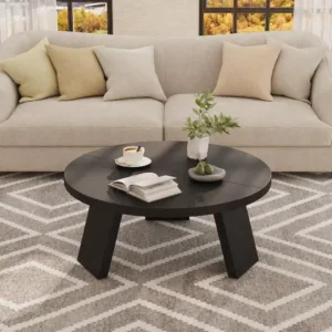 Round Coffee Table, Modern Center Table With Inclined Legs, Accent Cocktail Tables For Living Room, Bedroom, Easy Assembly