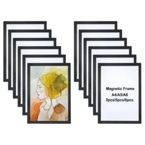 A4/A5/A6 Magnetic Soft Photo Frame Self Adhesive Reusable Black Gold Picture Frames Poster Display Holder for Wall Decoration