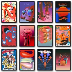 Mid Century Vintage Classic Colorful Posters Abstract Canvas Print Wall Art Canvas Painting for Living Room Home Decor TW10