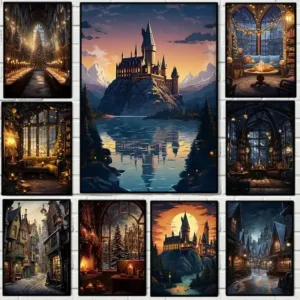 Magical School Wizard Digital Oil Painting By Numbers on Canvas Home Decor for Living Room Bedroom Handmade Gift Frameless
