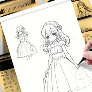 Anime Character Line Art Drawing Book for Beginners - 48 Pages of Simple Hand-Drawn Outlines for Tracing & Practice Painting