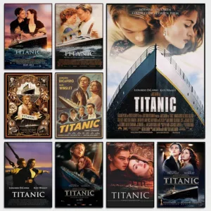 90s Classic Romantic Movie Titanic Retro Film Poster Canvas Painting Aesthetic Leonardo Wall Art Pictures Home Room Decor Gif