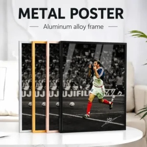 Zinedine Zidane Framed Metal Poster Personalized Photo Modern Football Style Wall Art For Bedroom And Office Soccer Lover Gift