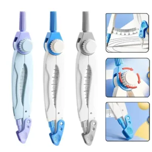 Digital Display Compass Lock-Distance Safe No Metal Geometry Compass with Replacement Pencil Leads Drawing Circles Tool