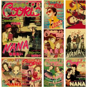 Hot Anime Posters NANA Retro Kraft Paper Sticker Poste 2021 Arrivals Bar Cafe Decor Nostalgia Gift Funny Prints Wall Paintings