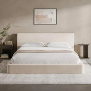 AirFrame King Upholstered Bed Frame with Ergonomic Angled Headboard | Ergonomic Angled Headboard, 360° Soft Foam, Custom