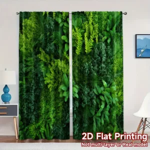 2pcs, 2D FLAT PRINTING Curtains (Without Rod) Verdant Canopy Fashionable Chic Curtains Polyester Curtains Decorations Inside