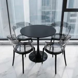 Modern Minimalist Dining Chairs Transparent Plastic Seat Comfortable Leisure Backrest Armchair for Kitchen Cafe Home Furniture