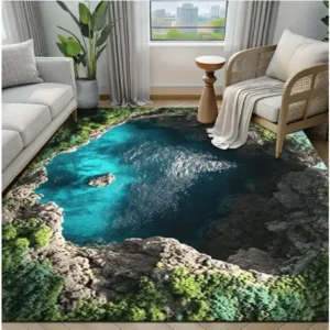 3D Visual Illusion Ocean Scenery Floor Mat Living Room Bedroom Kitchen Bathroom Home Decor Gifts Beach Carpets Room Decoration