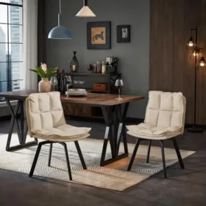 Upholstered Swivel Dining Chairs Set of 2, Leather Seats with Metal Frame, Double-Layer Foam, Suitable for Dining and Kitchen, A