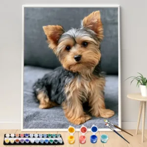 Digital Acrylic Painting Kit DIY Yorkshire Terrier puppy Art Canvas Hand Painted Home Decor Personalized Surprise Gift