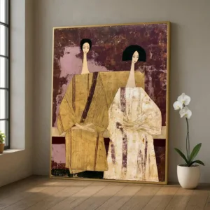 Abstract Ethnic Woman Canvas Painting Vintage Textured African Figure Reading Book Poster Art Print Bedroom Home Wall Decoration