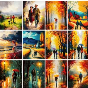 PhotoCustom Modern Painting By Numbers On Canvas Abstract Street Scenery Picture Drawing Wall Decors Diy Gift Adults Crafts Kits