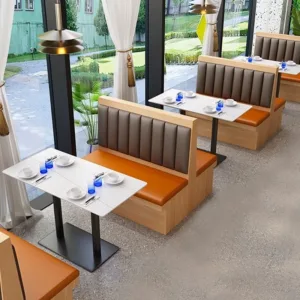 & Modern Minimalist Restaurant Furniture Sets Fast Food Cafe Sofa Booth Seating Dining Tables for Hotels Coffee Shops Wood Panel