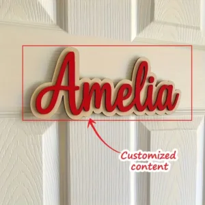 Custom Personalized Wooden Cursive Name Sign Baby Name Plaque Nursery Door Sign Kids Bedroom Wall Decor Gift
