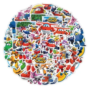 50pcs Cute Cartoon Super Wings Graffiti Desk Phone Case Water Cup Notes Waterproof Reward Sticker
