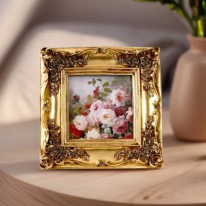 1PC, European Classical Gold Three-Dimensional Rose Pattern Square Photo Frame