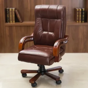French Leather Office Chair Swivel Computer Study Armchair European Furniture Simple Backrest Ergonomic Desk Chair for Home
