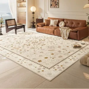 Retro Style Carpets for Living Room Persian Ethnic Style Bedroom Decor Carpet Cream Fluffy Soft Bedside Rug Home Plush Floor Mat