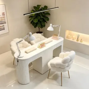 Morandi Manicure Tables for Nail Salon, Ready-to-Use Nail Desk with Scratch-Resistant Surface,Beauty Salon Equipment Furniture