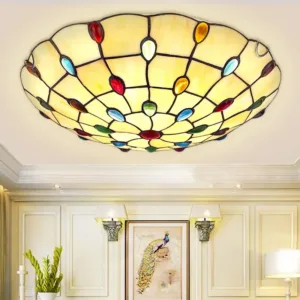 Nordic Tiffany Ceiling Lights Mediterranean Bohemian Luminaire Decoration for Living Room Bedroom Lamp Glass Lighting Fixtures