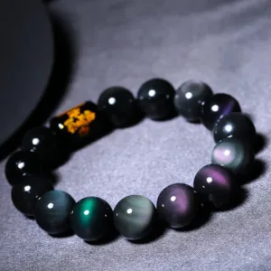 Natural Obsidian Crystal Rainbow Eye Bracelets Lucky Money Attractive Jewelry Gift for Men&Women