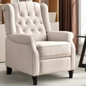 CANMOV Push Back Recliner Chair,Accent Chair,Mid Century Wingback Recliner, Fabric Push Back Recliner Chair Single Armchair Sofa