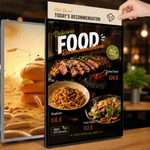 A1 A2 A3 A4 Poster Display Light Box Ultra-thin Illustration LED Screen Light Box Cafe Fast Food Menu Board Aluminum Frame Light