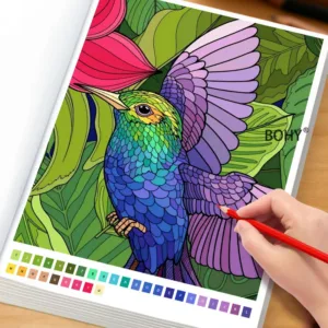 A Digital Coloring Drawing Book with 32 Page Line Drawing Patterns, Adult Decompression Pencil Coloring Brochure Hand Drawing