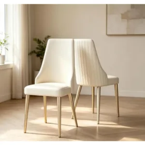 Dining Chairs Set of 2, Modern Faux Leather Dining Gold Legs for Living Kitchen Dining Room, Customized
