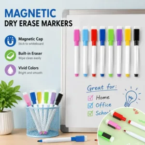 Magnetic Erasable Whiteboard Pen Dry Erase Markers With Eraser Cap For Office School Student Stationery Dropshipping