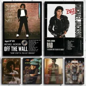 Singer Music Album M-MichaelS J-Jackson Poster Decorative Wall Art Stickers Mural Photo Print for Home Living Room Hallway Decor